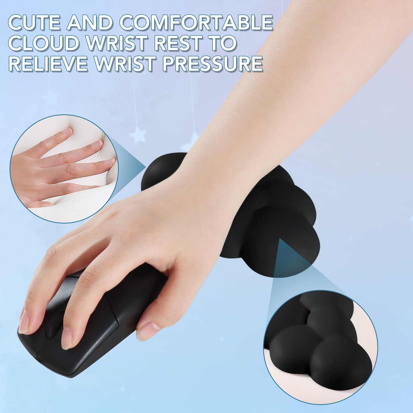 Ergonomic Memory Foam Keyboard Wrist Rest Pad, Wrist Plam Cushion , Non-Slip, Black
