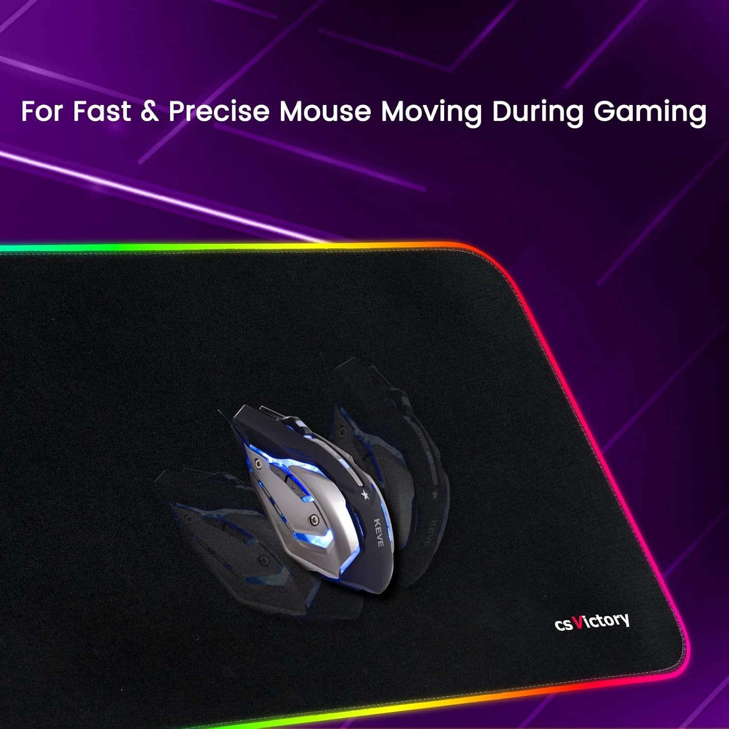 RGB Gaming Mouse Pad, LED Mousepad with Optimized Surface & Non-Slip Rubber Base, RGB Gaming Mousepad for Laptop Computer PC Games (14 * 10 Inches, Black)