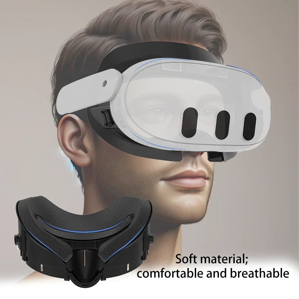 FOR  VR Comfort Kit PU Leather Face Mask Cover Silk Fabric Pad Durable Enhanced for Quest 3 Facial Interface