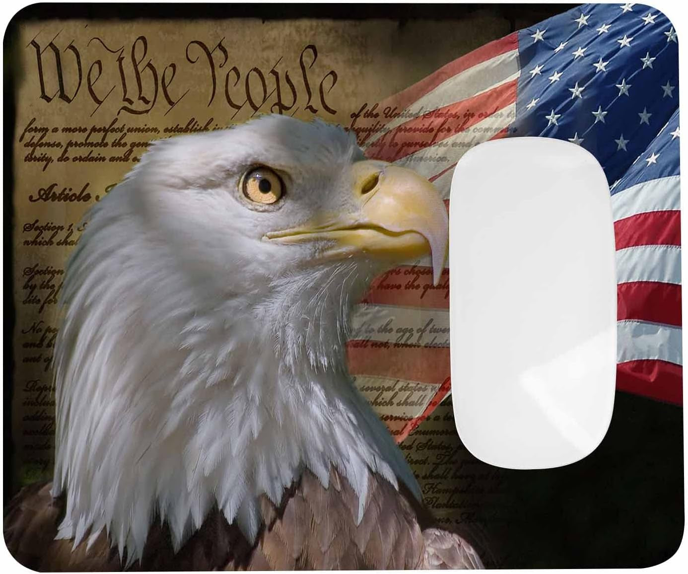 Vintage Constitution Paper Mouse Pad - US Flag & Bald Eagle, 7.9X9.5 Inch, Office & Home