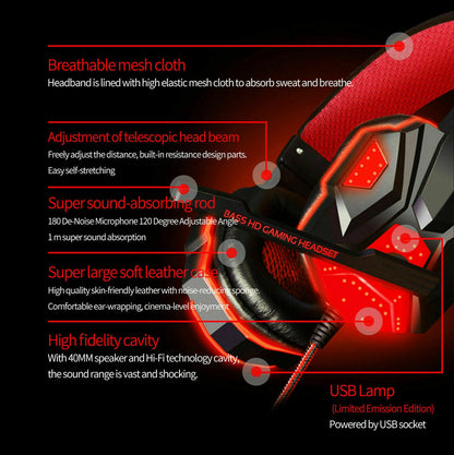 Experience Immersive Gaming with the 3.5mm LED Gaming Headset - Stereo Bass Surround Sound for PC, PS4, and Xbox One