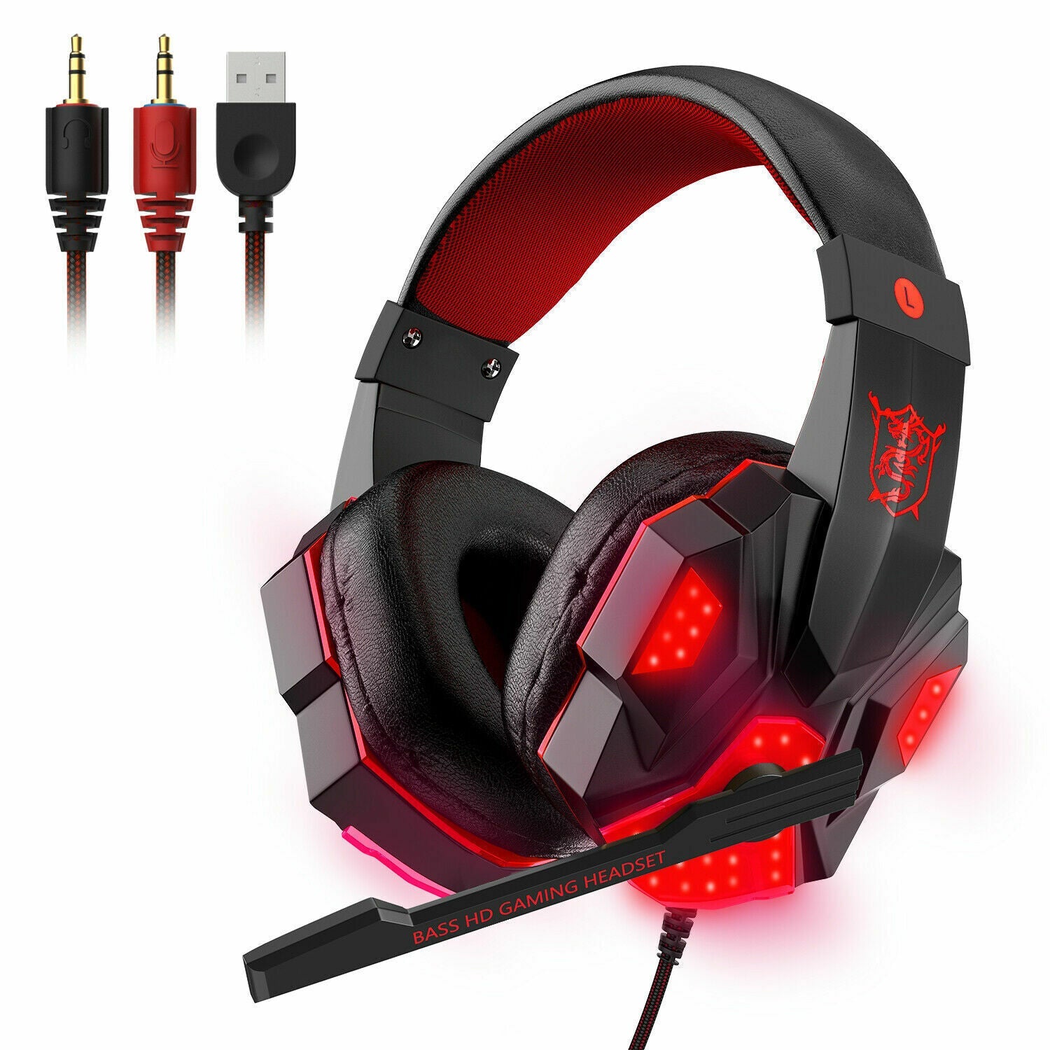 Experience Immersive Gaming with the 3.5mm LED Gaming Headset - Stereo Bass Surround Sound for PC, PS4, and Xbox One