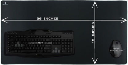 Extra Large Extended Gaming Mouse Pad Mat XXXL, Stitched Edges, Waterproof, Ultra Thick 5Mm, Wide & Long Mousepad 36"X18"X.20 Black