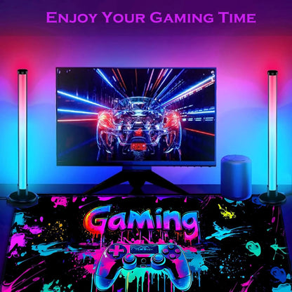 Gaming Mouse Pad, X-Large Waterproof Blacklight Colorful Splatter Art Game Controller Non-Slip Rubber Base Mousemat, Glow in the Dark Desk Mat for Office Home - 31.5" X 11.8"
