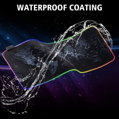 RGB Gaming Mouse Pad, Ultra Bright LED Light&Soft Large Extended Mousepad with 12 Lighting Rainbow Modes, Water Resistance, Non-Slip Rubber Base Keyboard Pad Mat, 31.5 X12 Inch (World Map)