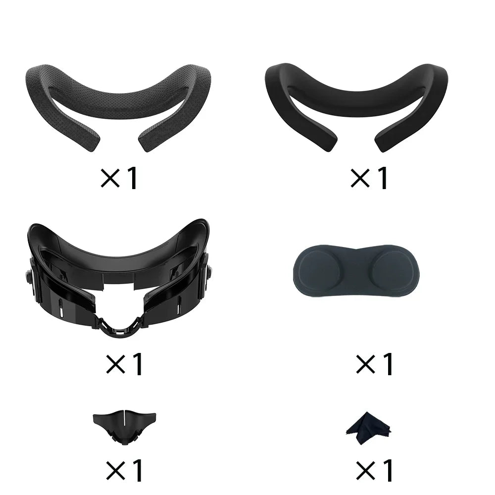 FOR  VR Comfort Kit PU Leather Face Mask Cover Silk Fabric Pad Durable Enhanced for Quest 3 Facial Interface