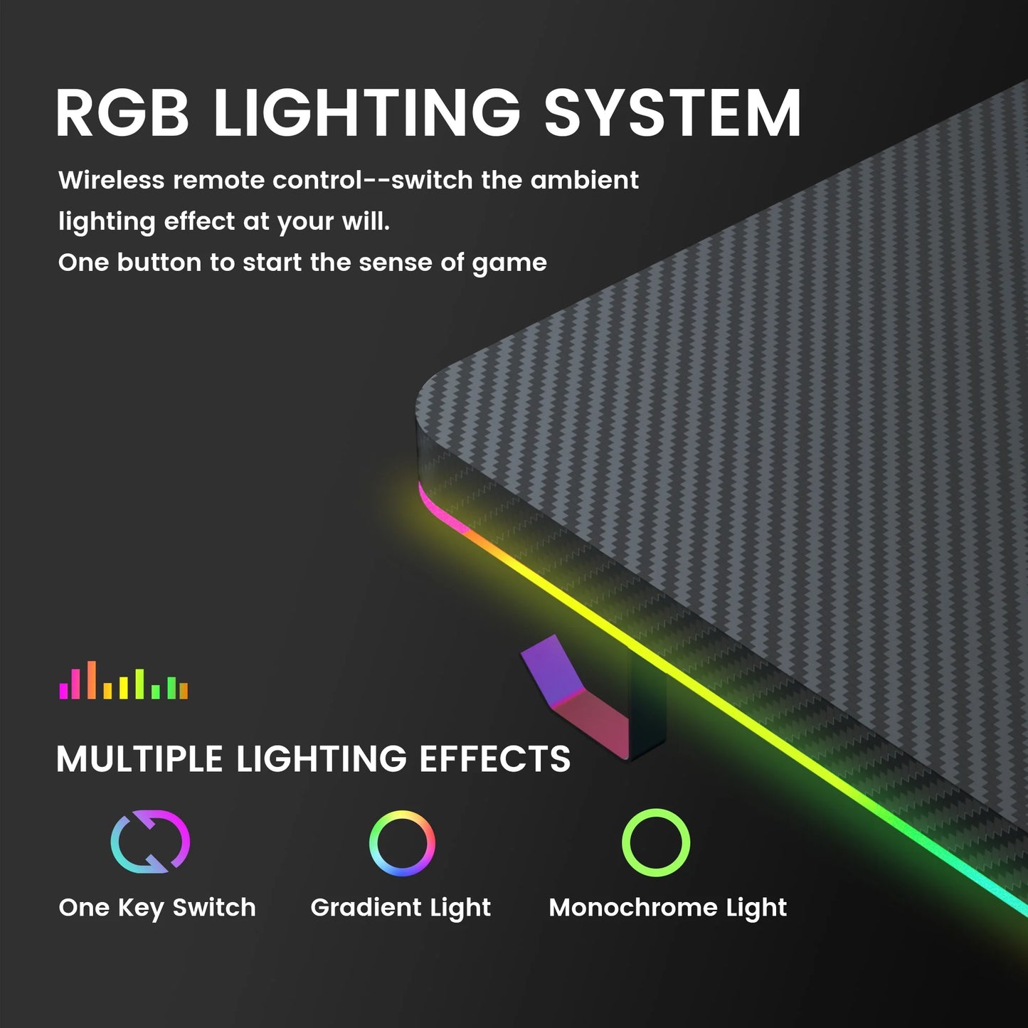 55" Large RGB Sturdy Gaming Desk with Mouse Pad T-Shaped Office Chair Computer Desk Spacious Work Surface Table, Black