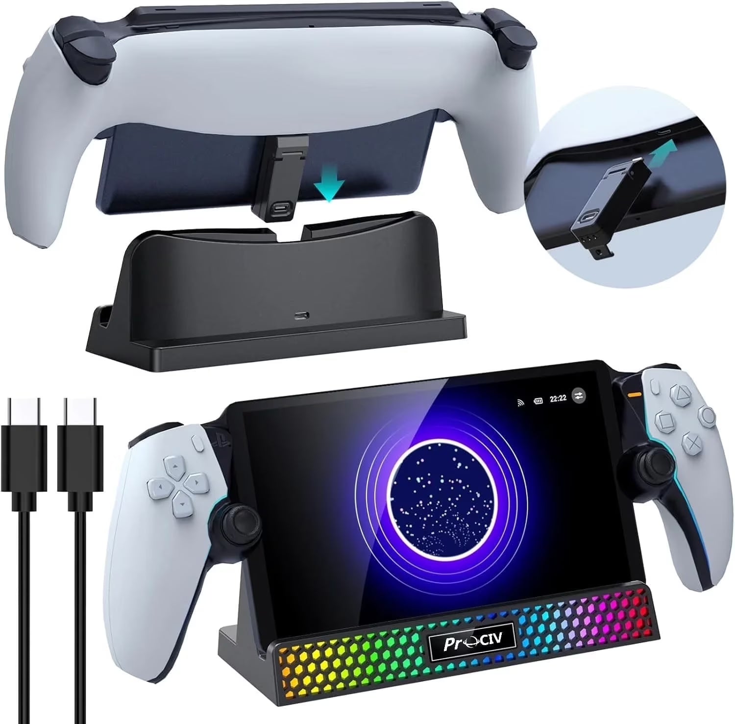 3-in-1 RGB Charging Dock for Playstation Portal