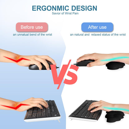 Ergonomic Memory Foam Keyboard Wrist Rest Pad, Wrist Plam Cushion , Non-Slip, Black