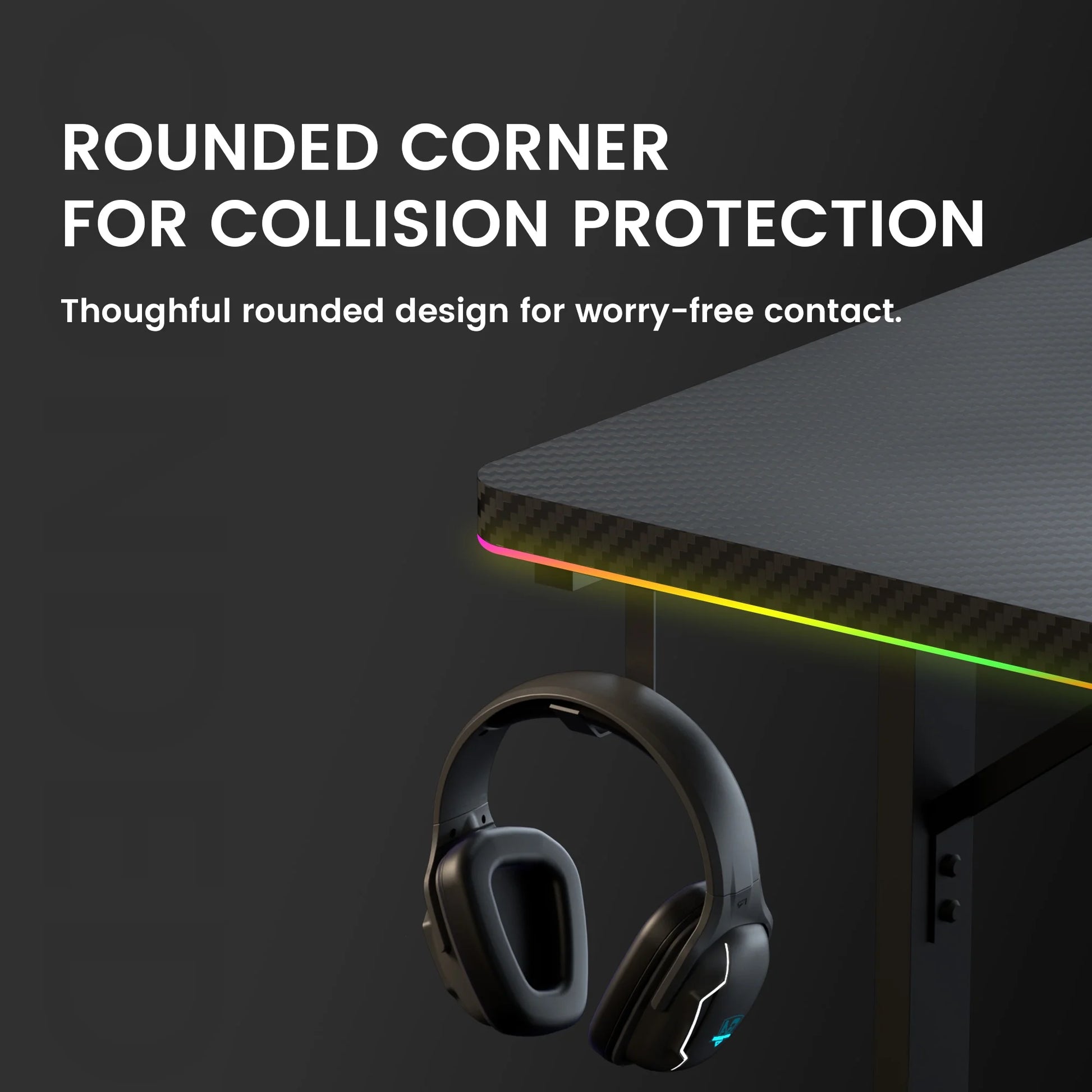 55" Large RGB Sturdy Gaming Desk with Mouse Pad T-Shaped Office Chair Computer Desk Spacious Work Surface Table, Black