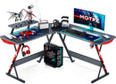 L Shaped Gaming Desk with Carbon Fiber Surface - Electronic station