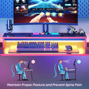 U-Shaped Gaming Desk with LED Lights & Monitor Stand - Electronic Station - Electronic station