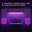 U-Shaped Gaming Desk with LED Lights & Monitor Stand - Electronic Station - Electronic station